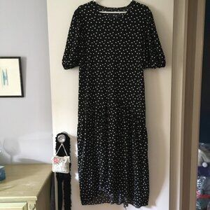 ZARA Black + White Polka Dot Puff Sleeve Dress